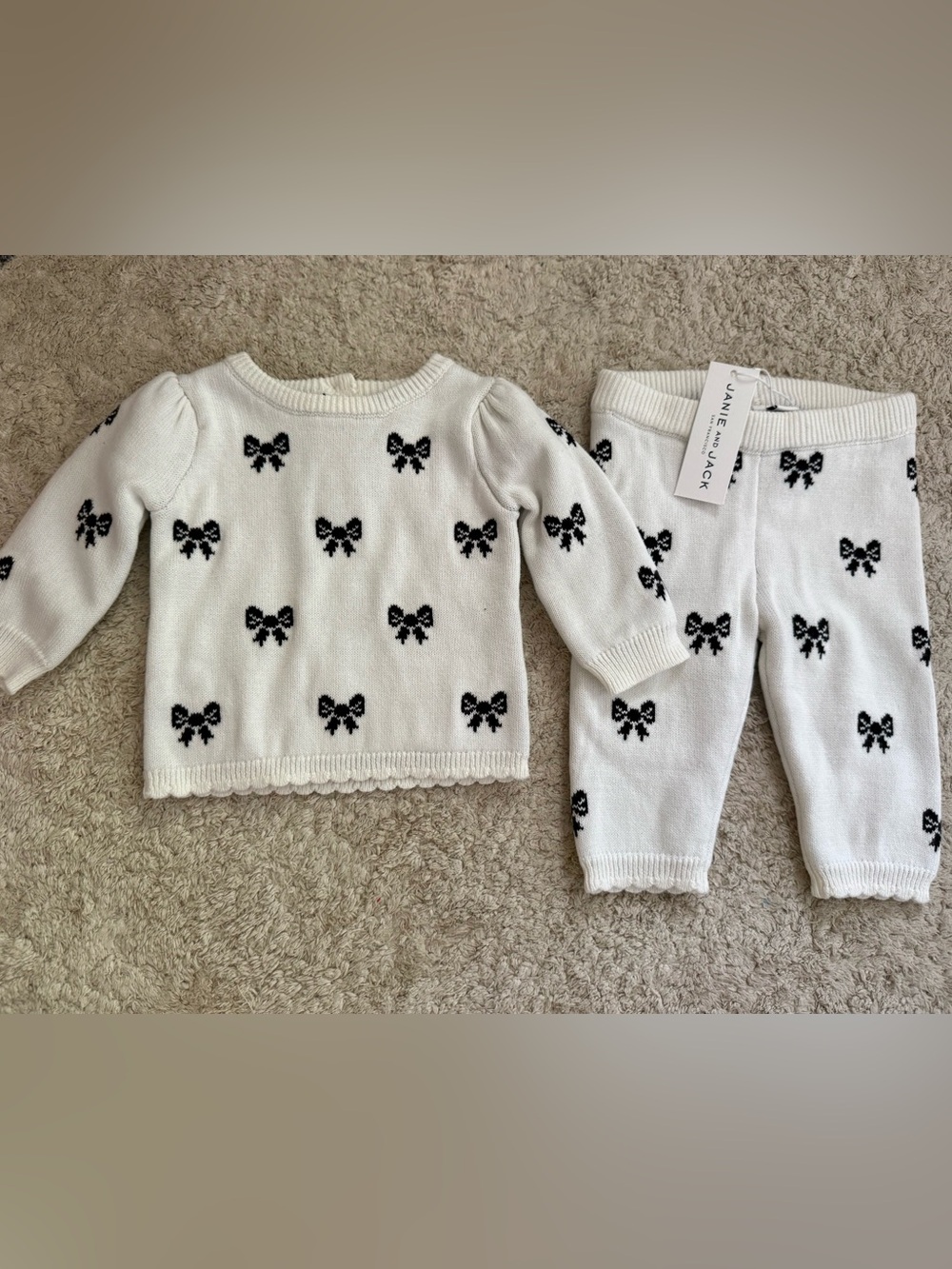 Janie and Jack Bow Print Sweater & Pants Set
